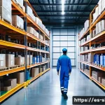 스마트물류 재고 관리 혁신 - **Prompt:** A modern, brightly lit warehouse interior showcasing the seamless integration of artific...