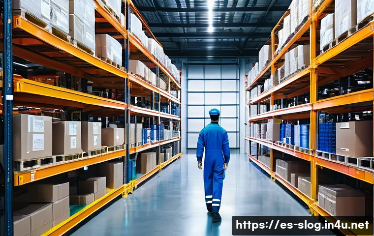 스마트물류 재고 관리 혁신 - **Prompt:** A modern, brightly lit warehouse interior showcasing the seamless integration of artific...