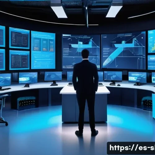 스마트물류와 IoT의 역할 - A modern logistics control room featuring large digital screens displaying real-time shipment tracki...