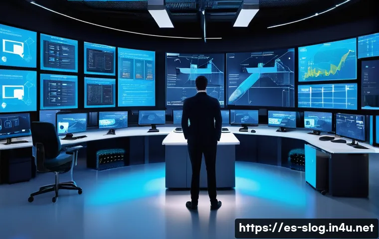 스마트물류와 IoT의 역할 - A modern logistics control room featuring large digital screens displaying real-time shipment tracki...