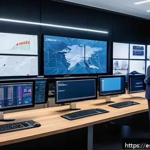 스마트물류 전문 자격증의 중요성 - A modern logistics control room in a Latin American company, featuring a diverse team of professiona...